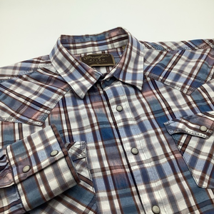 Wrangler Retro Mens Long Sleeve Pearl Snap‎ Button Shirt Plaid Size XL.